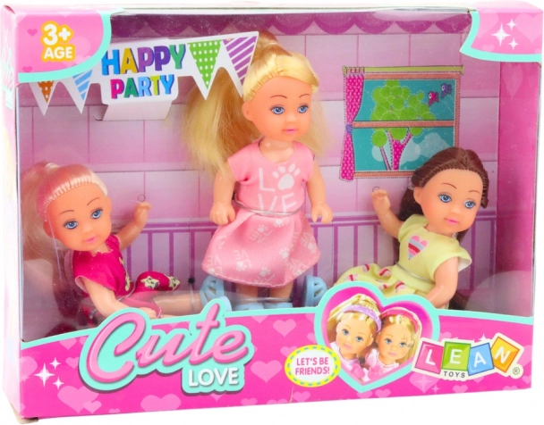 Set de 3 Păpușele Mini pentru Petrecerea de Aniversare