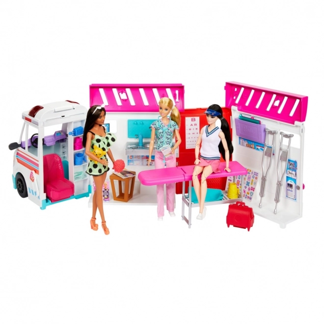 Set de joacă Barbie Ambulanță și Clinică 2 în 1