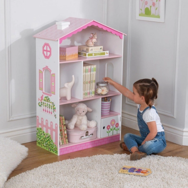Bibliotecă pentru copii în formă de căsuță pentru păpuși