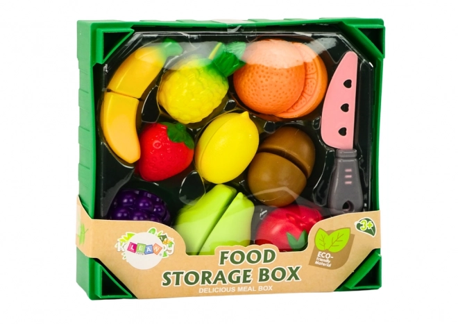 Set de fructe de tăiat cu cuțit și cutie verde
