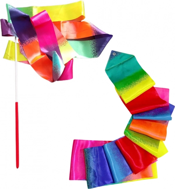 Panglică colorată pentru gimnastică și dans, 205 x 5 cm