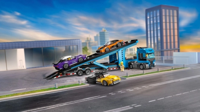 Transportor auto LEGO City cu mașini sport