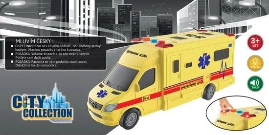 Ambulanță cu inertie și baterii cu voce în limba cehă