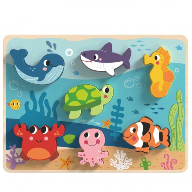 Puzzle din lemn lumea mării pentru copii Tooky Toy