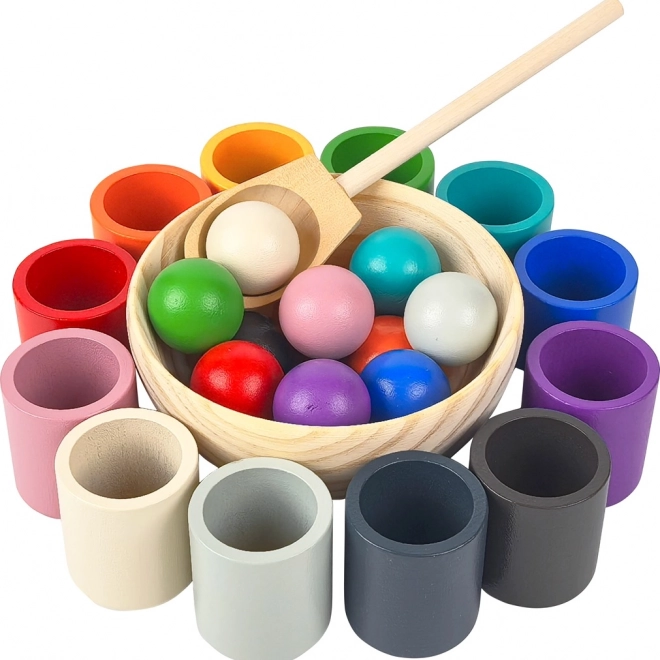 2Kids Toys bile și cupe curcubeu – set Montessori 12 culori