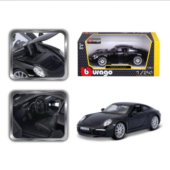 Model metalic Porsche 911 Carrera S negru la scară 1/24