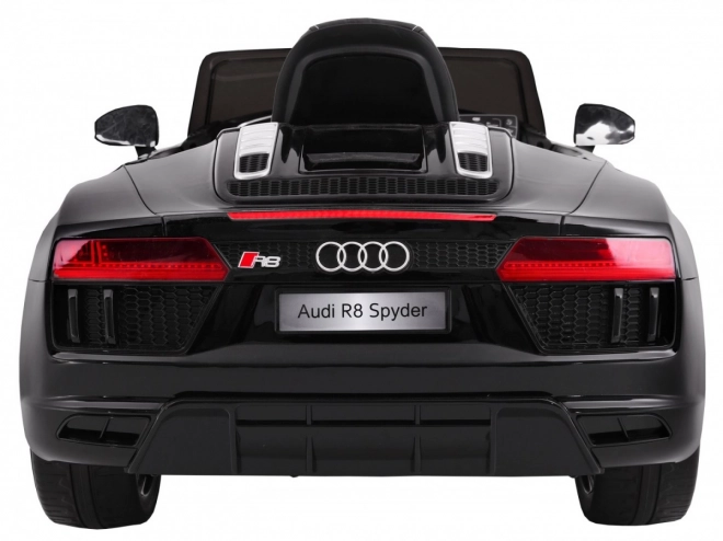 Audi R8 Spyder pe bază de baterii Lak Negru + Telecomandă + EVA + Start Lent + Radio MP3 + LED diode