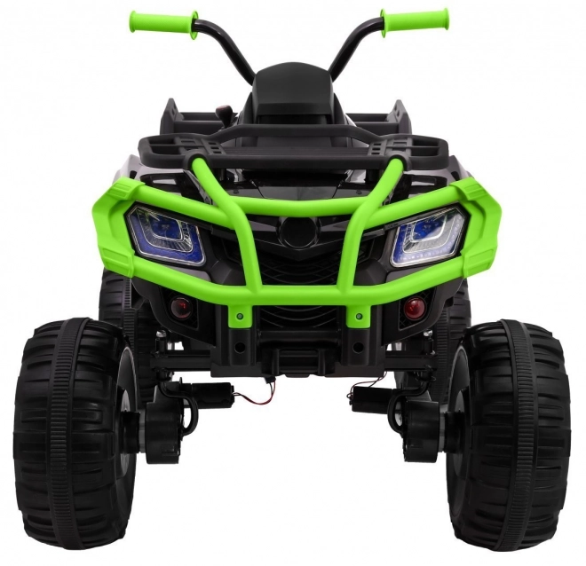 ATV XL 2,4GHz baterie pentru copii negru/verde + telecomandă + tracțiune 4x4 + suport bagaje + pornire lentă + EVA + LED audio