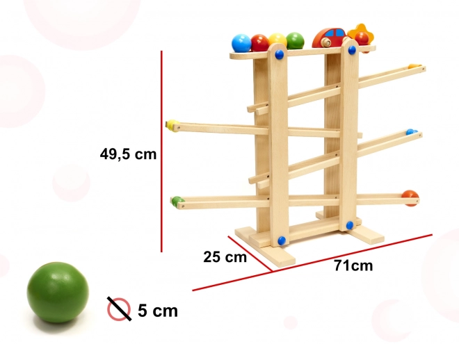 Pistă de lemn pentru bile Montessori XXL