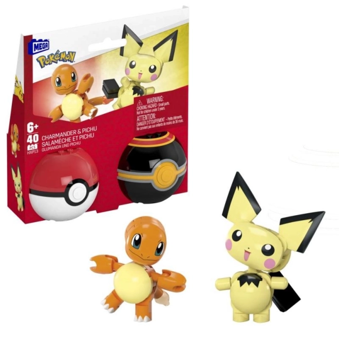 Mega Construx Pokémon Pokéball cu Charmander și Pichu