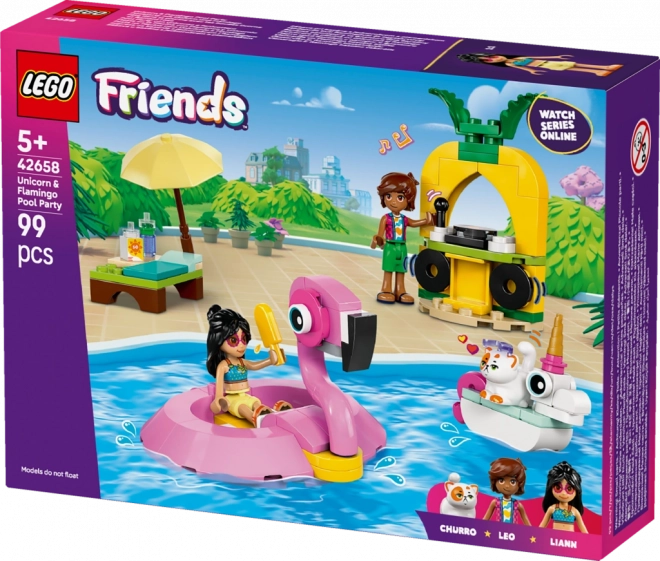 Lego Friends Distracție la piscină cu unicorn și flamingo