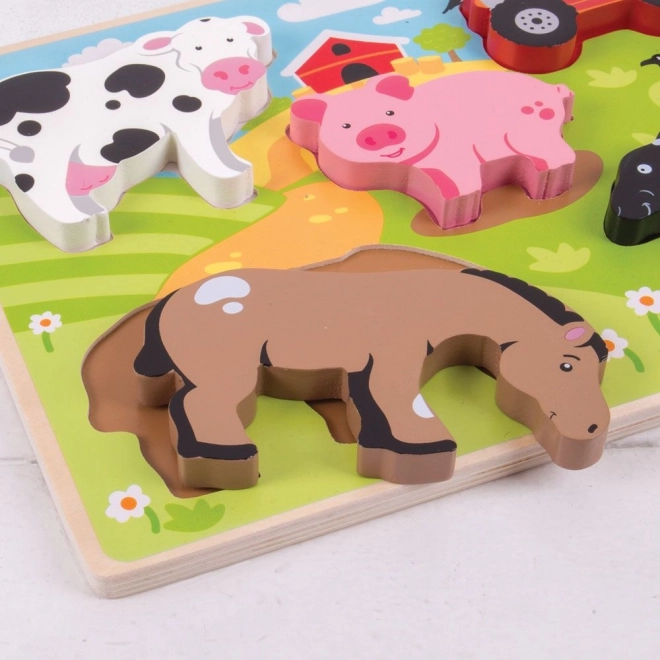 Puzzle de inserție fermă Bigjigs Toys