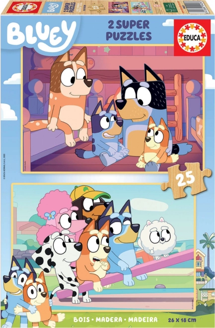 Puzzle din lemn Bluey de la Educa - 2x25 piese