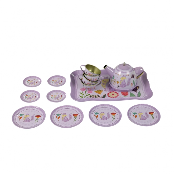 set de ceai metalic violet