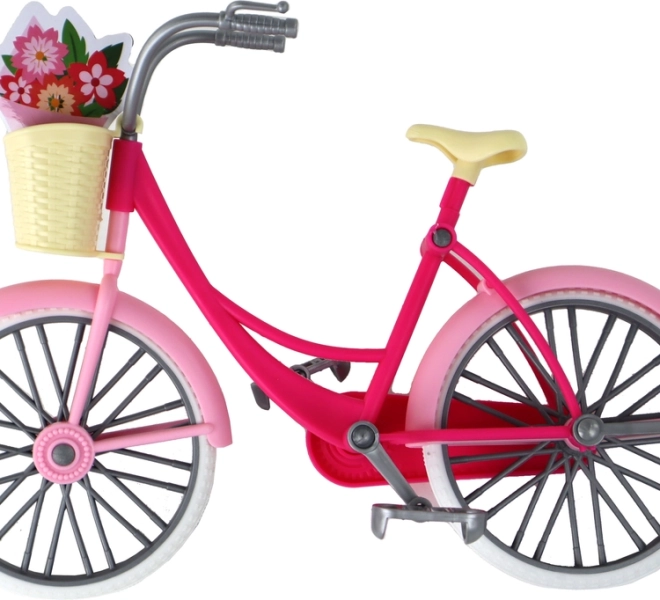 Bicicletă roz stilată cu coș