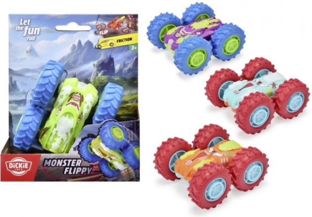 Mașină monstru flippy cu mecanism de inerție, 10 cm, 4 culori/tipuri