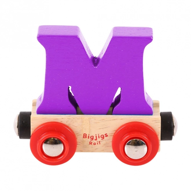 Vagon lemn litera M pentru trenulețe Bigjigs Rail
