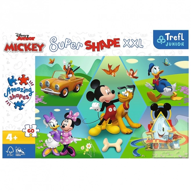 Puzzle Super Formă XXL Mickey Mouse Distracție 60 piese