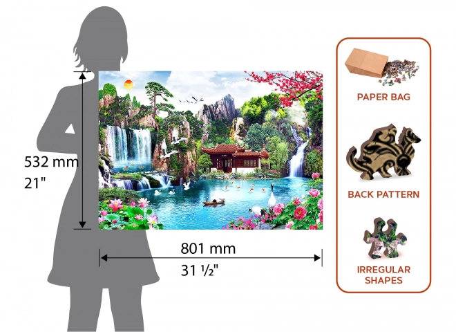 Puzzle din lemn Cascadele în grădina japoneză
