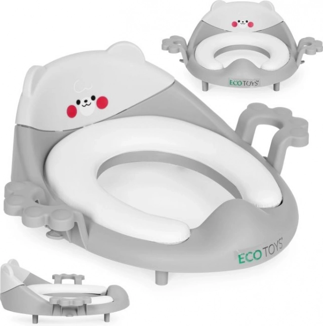 Reductoare WC pentru copii cu mânere și tapițerie moale, gri, ECOTOYS