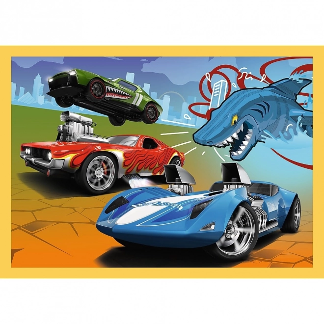 Puzzle 4 în 1 Hot Wheels vehicule