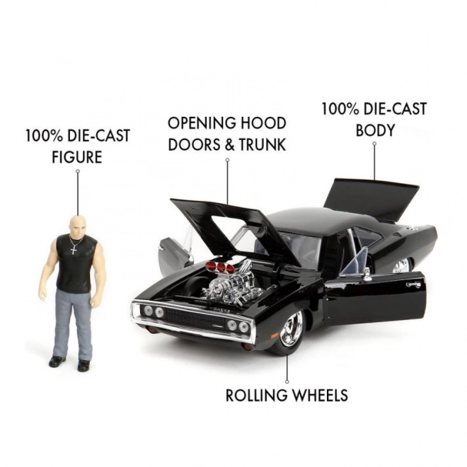 mașină Dodge Charger 1970 1:24 cu figurina Dominic Toretto