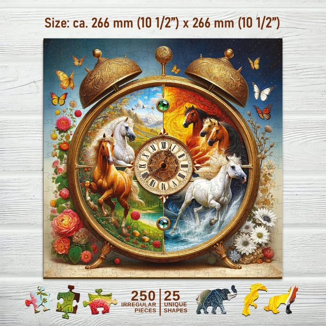 Puzzle din lemn Ceas cu cai 250 de piese