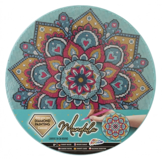 Pictură diamant pe pânză cu mandala roz