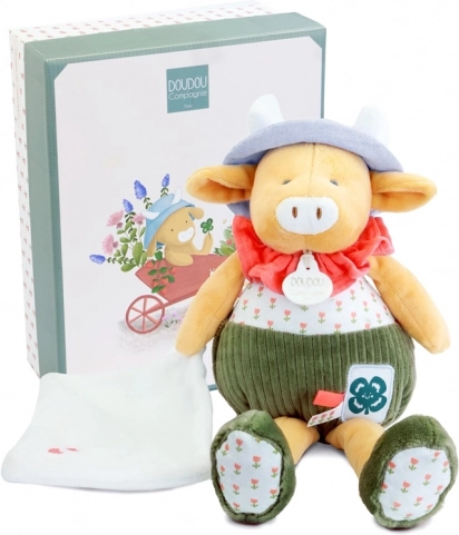 Set cadou jucărie Doudou vacuță Aneth cu pătură verde 28 cm