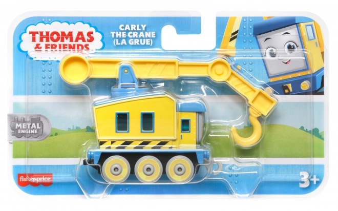 Locomotivă mare metalică cu macarale Carly de la Fisher-Price