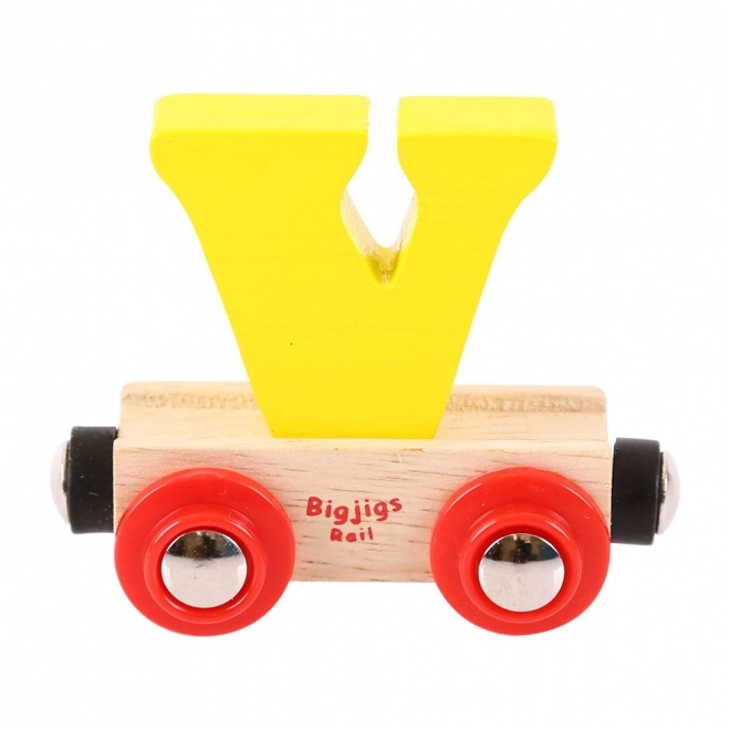 Vagonet din lemn cu litera V Bigjigs Rail
