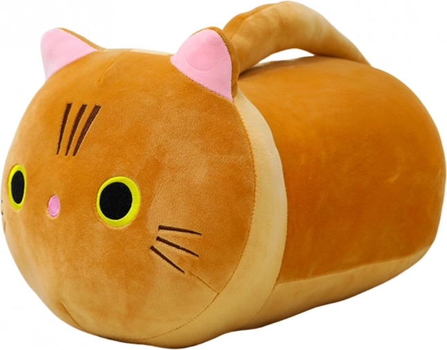Pisică de pluș cu coadă lungă, roșcată 40 cm