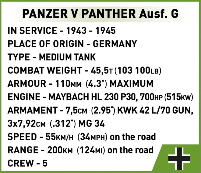 Set de construcție Tanc Panzer V Panther G Pudel