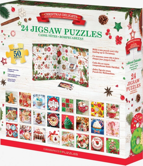 Calendar advent puzzle eurographics: bunătăți de Crăciun 24x50 piese