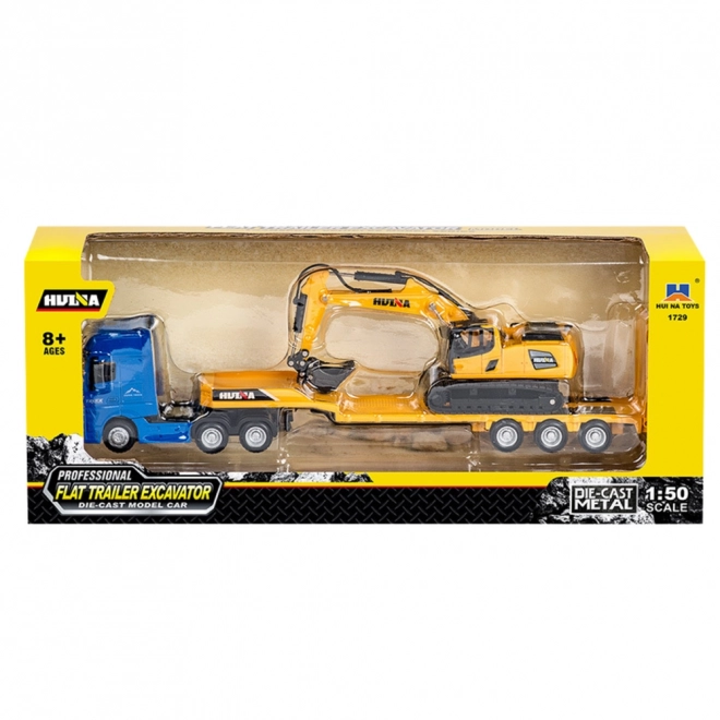 Model de camion cu remorcă și excavator 1:50 Huina