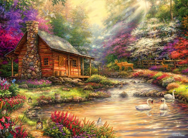 Grafika puzzle adăpost pe malul pârâului 4000 piese