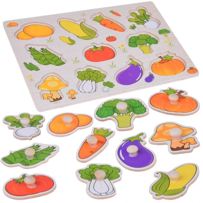 Puzzle educativ din lemn legume