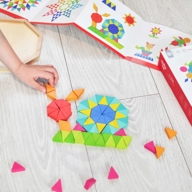 Puzzle octogonale din lemn mozaic educațional 73 piese