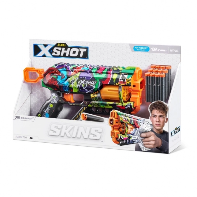 Lansator X-Shot Skins Griefer Graffiti cu 12 săgeți