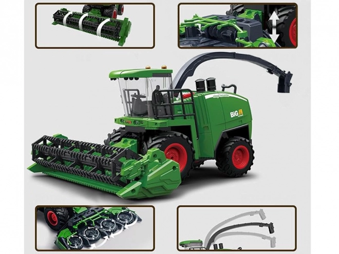 Tractor combină verde multifuncțională cu lumini și sunete