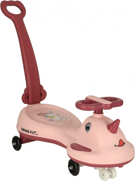 Vehicul roz LED Unicorn cu mânere
