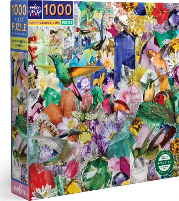 Puzzle pătrate colibri și pietre prețioase 1000 piese