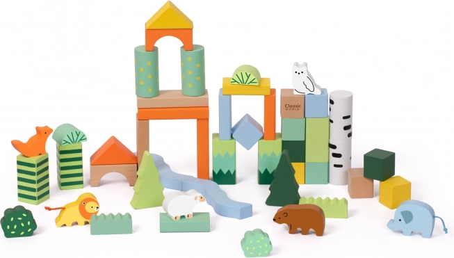 Cuburi Creative din Lemn Lumea Pădurii Classic World 50 buc