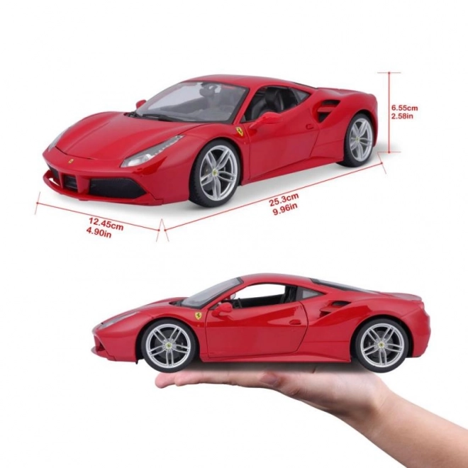 Model de mașină Ferrari 488 GTB roșu la scara 1:18