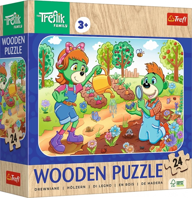 Puzzle din lemn Trefl: Familia Treflík