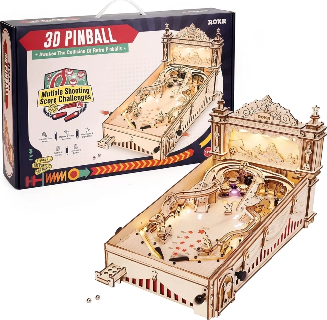 Puzzle 3D Din Lemn Automat Pinball