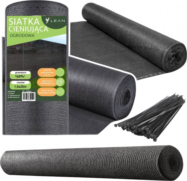 Plasă de umbrire gri pentru gard 1,5 m x 25 m 140g/m²