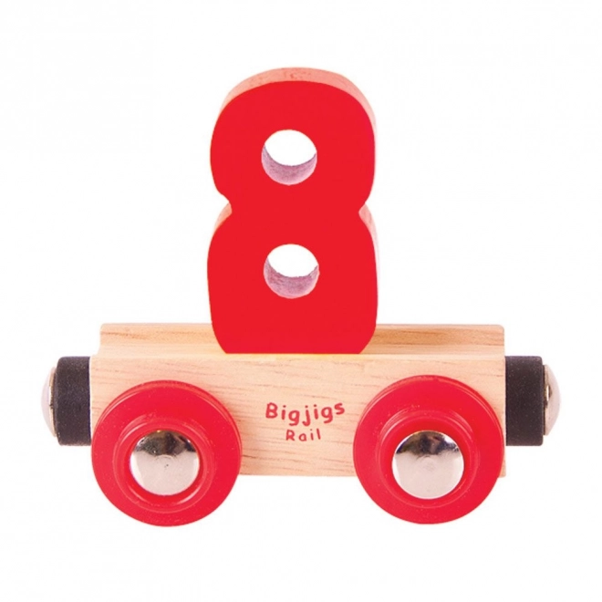 Vagon Bigjigs Rail din lemn cu numărul 8