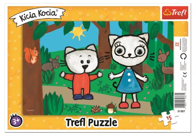 Puzzle Kicia Kocia Kittykit în pădure 15 piese