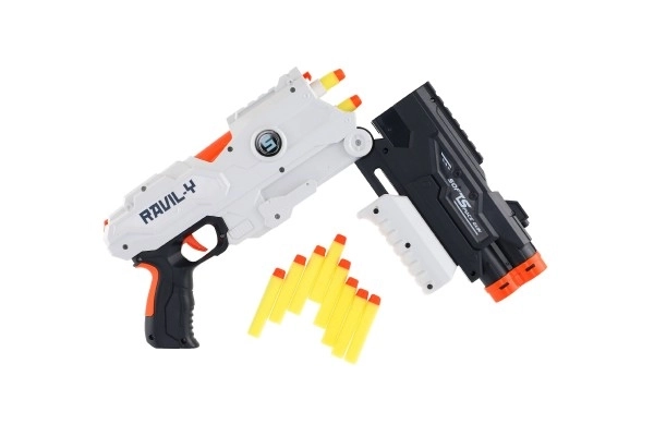 Pistolă/Broască de joc cu gloanțe din spumă 45cm + 10 gloanțe din spumă